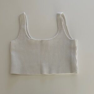 Forever 21 White Ribbed Crop Top
